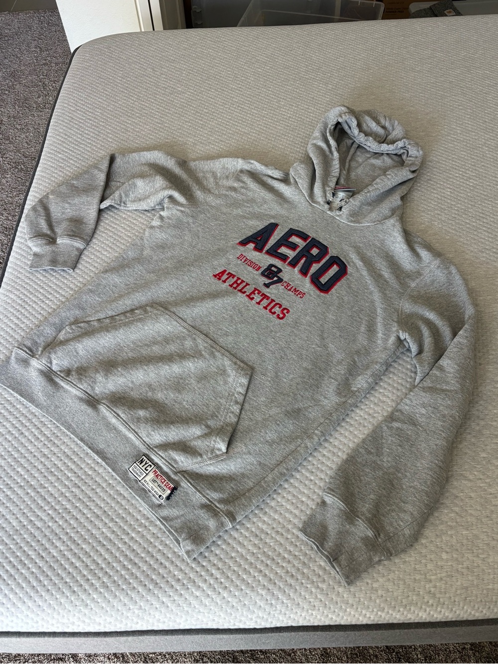Vintage Y2K Aeropostale AERO Athletics Hoodie Gray Men’s Small Distressed